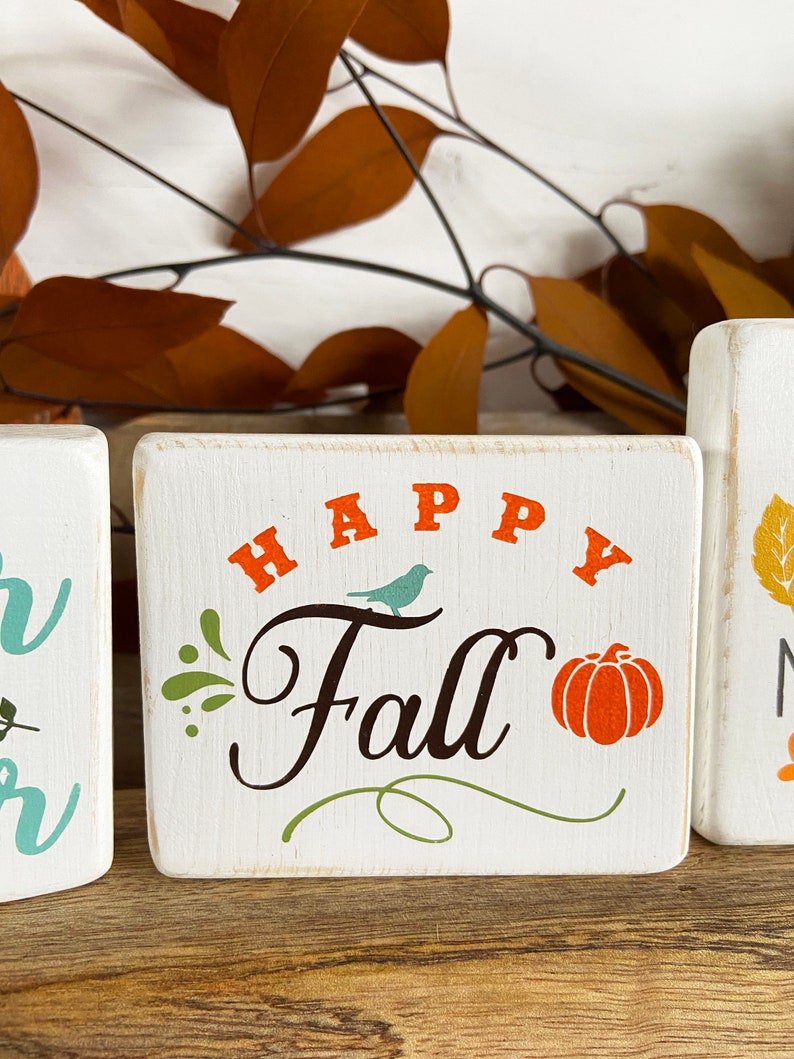 Colorful Fall Mini Signs Rustic Small Wood Signs for Fall - Etsy