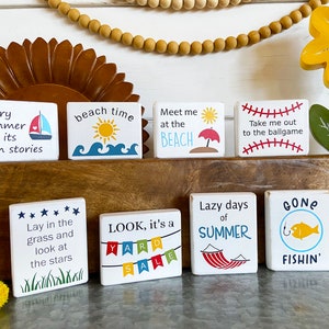 Summer mini signs, Summer tiered tray decor, Rustic mini wood signs for summer, Summer decor, Beach mini signs