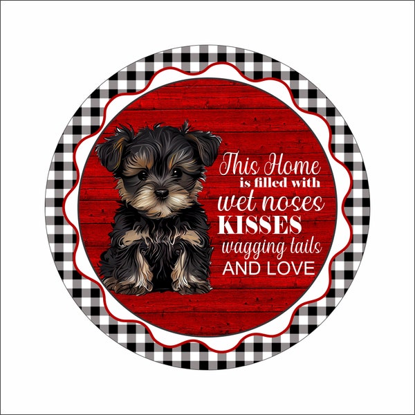 8 inch Yorkie wreath sign, Dog wreath attachment, Dog decor, sign for wreath, personalized sign, Valentines Day Sign, Front Door Decor