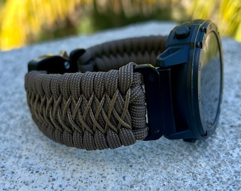 Paracord-horlogeband voor Garmin Approach, D2, Descent, Enduro, Epix, Fenix, Instinct, MARQ, Tactix, Quatix, Forerunner.