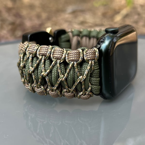 Personalisiertes Paracord Uhrenarmband für Apple Watch Serien 1, 2, 3, 4, 5, 6, 7, 8, 9, Ultra, Ultra 2 und SE (Uhr nicht enthalten)