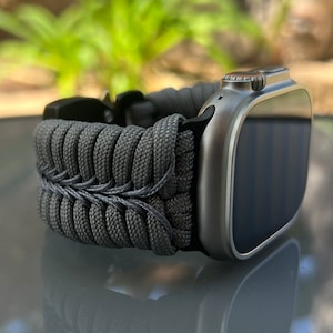 Gepersonaliseerde paracord-horlogeband voor Apple Watch Series 1, 2, 3, 4, 5, 6, 7, 8, 9, 10, Ultra, Ultra 2 en SE (horloge niet inbegrepen)