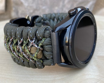 Gepersonaliseerde Paracord-horlogeband compatibel met de Samsung Galaxy Watch Ultra, Galaxy Watch 3, 4, 5, 6, 7 en 8 (horloge niet inbegrepen).
