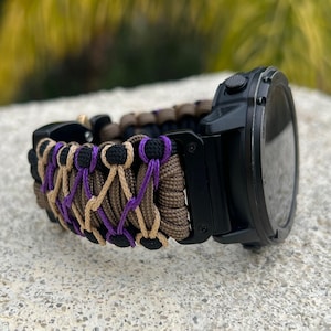 Paracord Armband für Garmin Approach, D2, Descent, Enduro, Epix, Fenix, Instinct , MARQ, Tactix, Quatix, Forerunner.