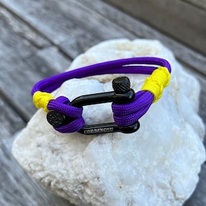 Nautical Cord Bracelet, Paracord Minimalist Rope Bracelet, 550 Cord Bracelet with Shackle, Maritime Rope Bracelet, Thin Military Bracelet