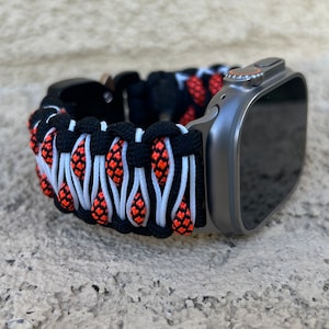 Gepersonaliseerde paracord-horlogeband voor Apple Watch Series 1, 2, 3, 4, 5, 6, 7, 8, 9, 10, Ultra, Ultra 2 en SE (horloge niet inbegrepen)