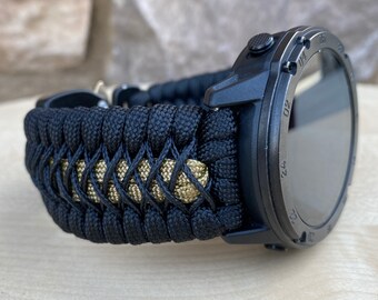 Ręcznie robiony pasek do zegarka z nylonu paracord do Garmin