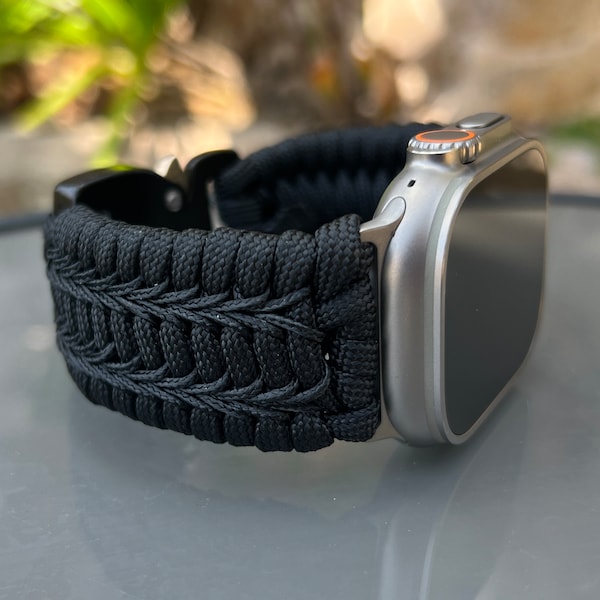 Bracelet de montre personnalisé en paracorde pour Apple Watch séries 1, 2, 3, 4, 5, 6, 7, 8, 9, Ultra, Ultra 2 et SE (montre non incluse)