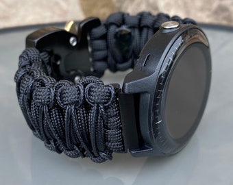 Pasek paracordowy do zegarka Garmin 18 mm, 20 mm, 22 mm z szybkim zapięciem, Approach, D2, Forerunner, Descent, Venu, Vivo (zegarek nie jest dołączony).