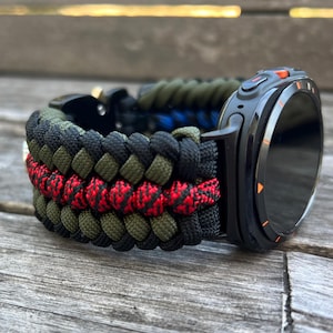 Personalized Paracord Watch band compatible with Samsung Galaxy Watch Ultra, Galaxy Watch 3, 4, 5, 6, 7 and 8 (watch not included).