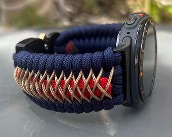 Personalized Paracord Watch band compatible with Samsung Galaxy Watch Ultra, Galaxy Watch 3, 4, 5, 6, 7 and 8 (watch not included).