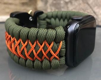 Paracord Watch Band for Apple Watch Series 1, 2, 3, 4, 5, 6, 7, 8, 9, Ultra, Ultra 2, and SE (watch not included)