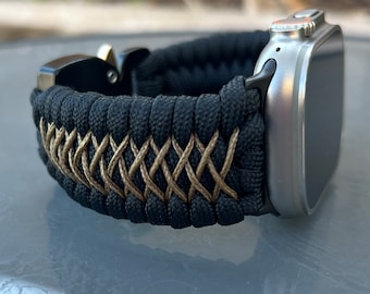 Personalized Paracord Watch Band for Apple Watch Series 1, 2, 3, 4, 5, 6, 7, 8, 9, 10, Ultra, Ultra 2, and SE (watch not included)