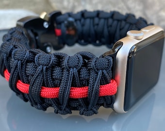 Personalized Paracord Watch Band for Apple Watch Series 1, 2, 3, 4, 5, 6, 7, 8, 9, 10, Ultra, Ultra 2, and SE (watch not included)