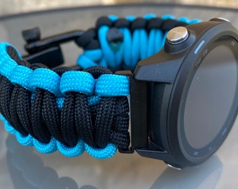 Paracord Watch Band for Garmin 18mm, 20mm, 22mm Quick Release, Approach, D2, Forerunner, Descent, Venu, Vivo (watch not included).
