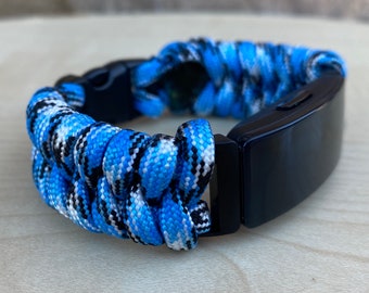 Personalisiertes Paracord Uhrenarmband für Fitbit Inspire, Luxe, Ace 2 Kids (Uhr nicht enthalten)