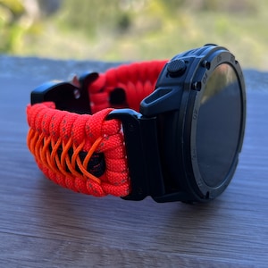 Ręcznie wykonany pasek do zegarka z paracordu do Garmin, wyprodukowany w USA