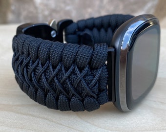 Correa de reloj de paracord hecha a mano para Fitbit Versa y Sense
