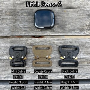 May include: Three different colored Cobra buckle clips. The buckles are black, coyote brown, and mini black. Each buckle has the word "COBRA" printed on it. The buckles are 3.8 cm wide and 4.1 cm high. The buckles are 0.7 cm deep.