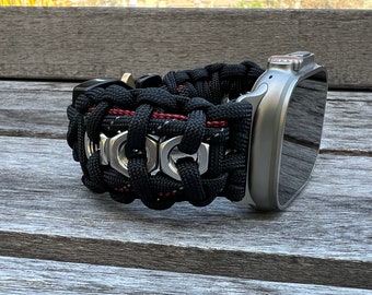 Personalized Paracord Watch Band for Apple Watch Series 1-11, Ultra, Ultra 2, Ultra 3, and SE (watch not included).