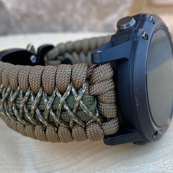 Paracord Watchband for Garmin Fenix, MARQ, Tactix, Quatix, Approach S60/S62, D2, Descent, Enduro, Epix (Gen 2)(watch not included)