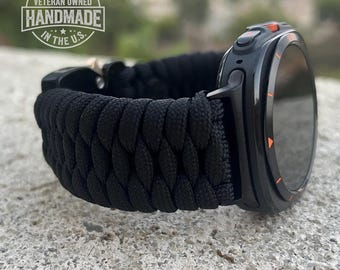 Personalized Paracord Watch band compatible with Samsung Galaxy Watch Ultra, Galaxy Watch 3, 4, 5, 6, 7 and 8 (watch not included).