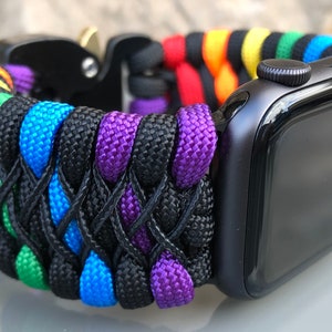 Personalized Paracord Watch Band for Apple Watch Series 1, 2, 3, 4, 5, 6, 7, 8, 9, 10, Ultra, Ultra 2, and SE (watch not included)