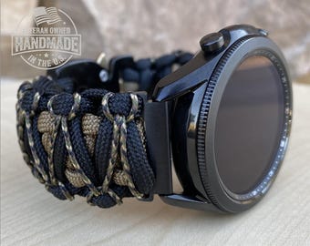 Personalized Paracord Watch band compatible with Samsung Galaxy Watch Ultra, Galaxy Watch 3, 4, 5, 6, 7 and 8 (watch not included).