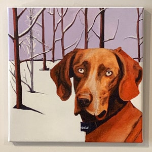 Retriever in der Winter Landschaft Hund Malerei zeitgenössische Kunst