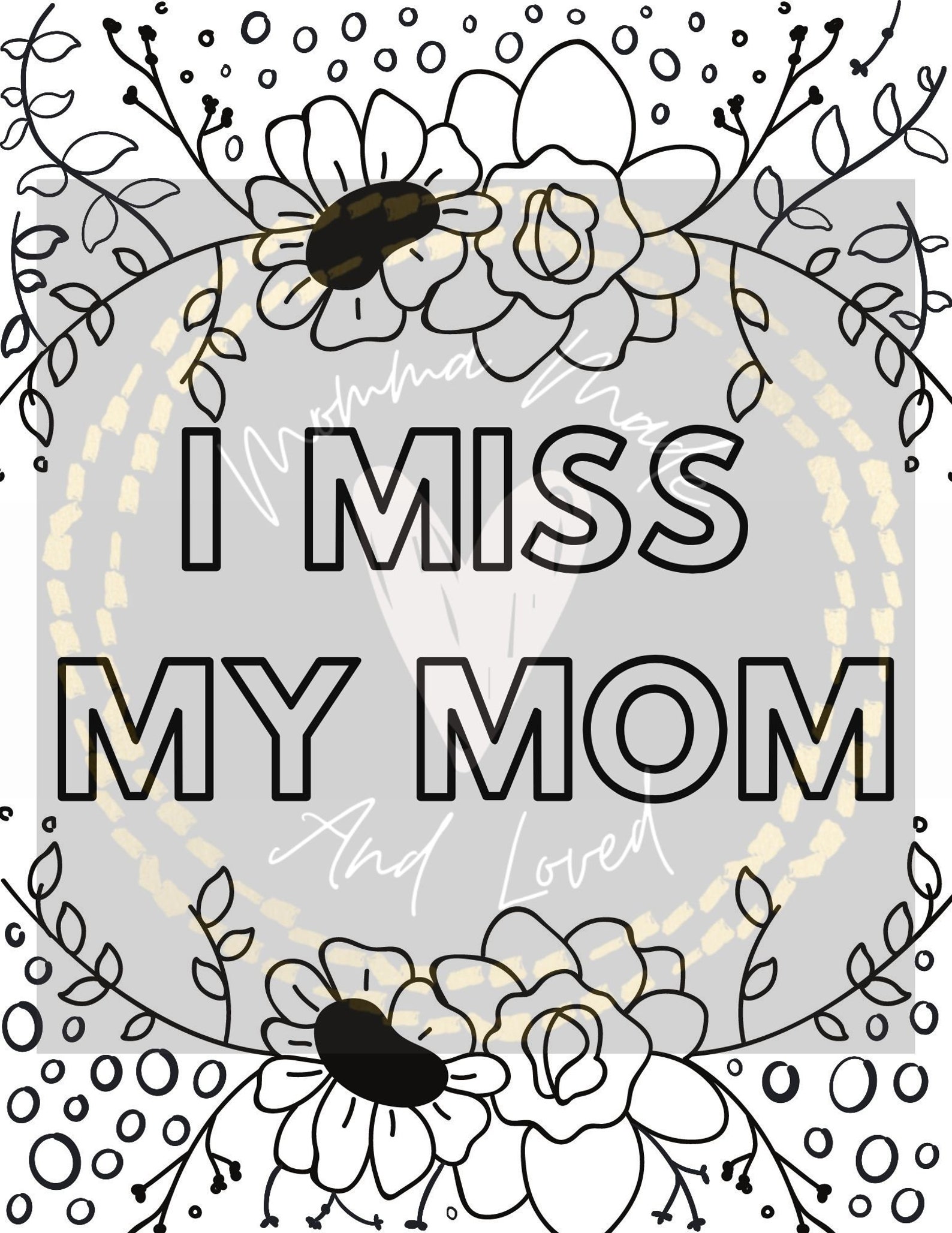 I Miss My Mom Coloring Page | Etsy