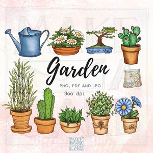 Illustrazioni Giardino ad acquerello - Download istantaneo