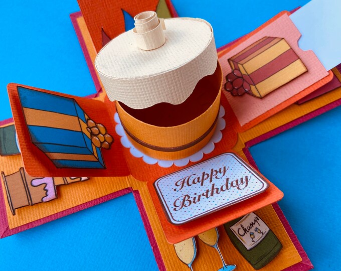 Birthday Cake Explosion Box Template Instant Download Etsy