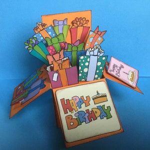 Birthday Gift Box Card template - 3D Card - Ready for Cutting Machine
