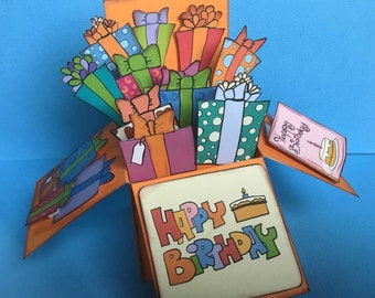 Birthday Gift Box Card template - 3D Card - Ready for Cutting Machine