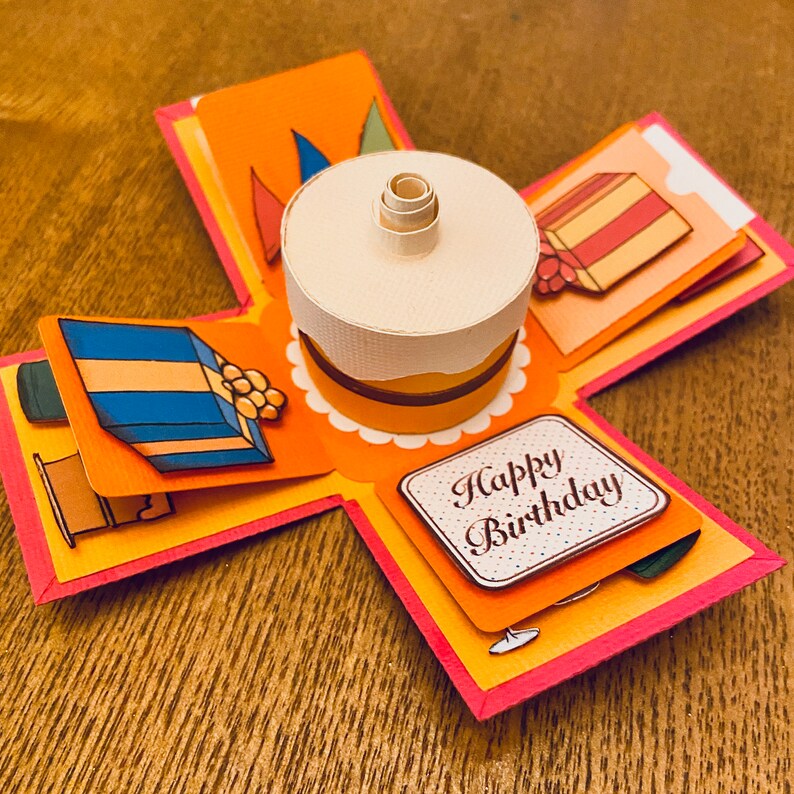 Birthday Cake Explosion Box template Instant download Etsy