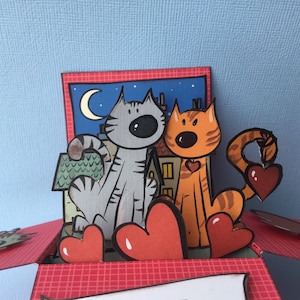 Gatti innamorati - Biglietto 3D - Biglietto da stampare