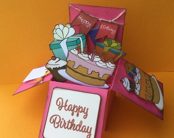 Printable Birthday Card Pop up Cake, Fits 7x5 in Folded Cards, Easy Pop ...