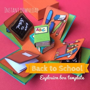 Back to School - Explosion Box template - Instant download - Print and Make