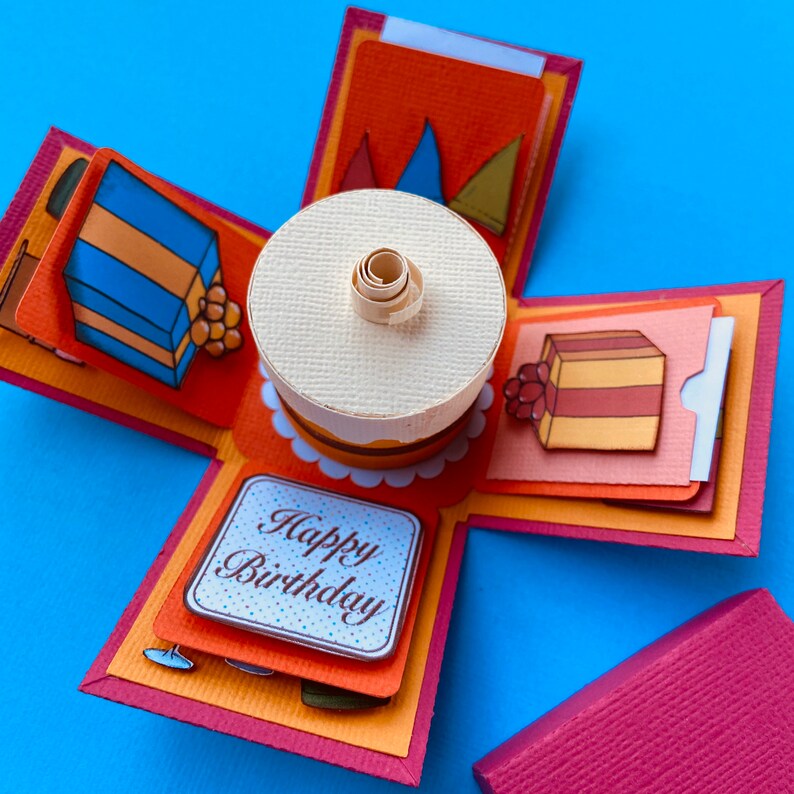 Birthday Cake Explosion Box template Instant download Etsy