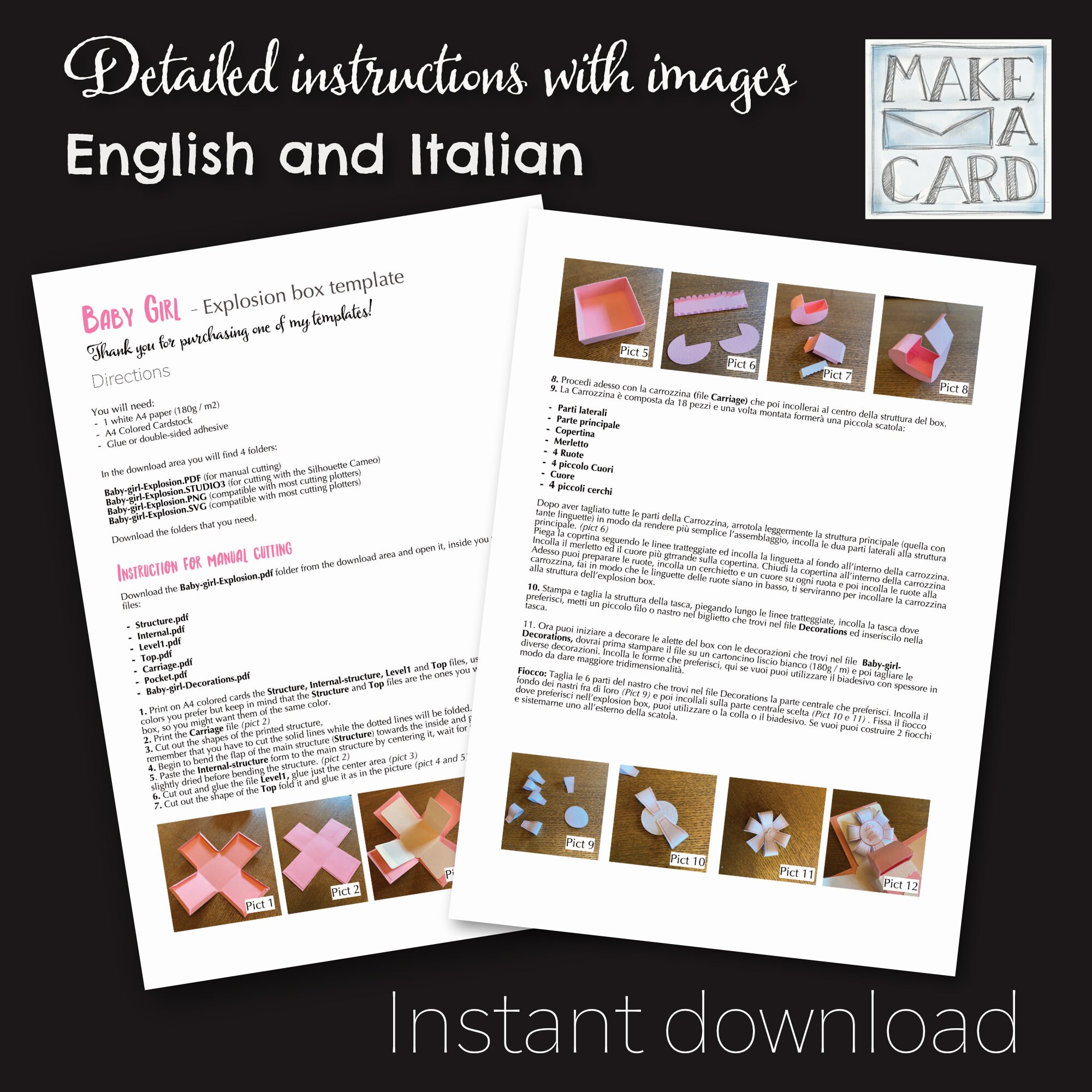 Baby Girl Explosion Box Template for Manual and Cutting - Etsy