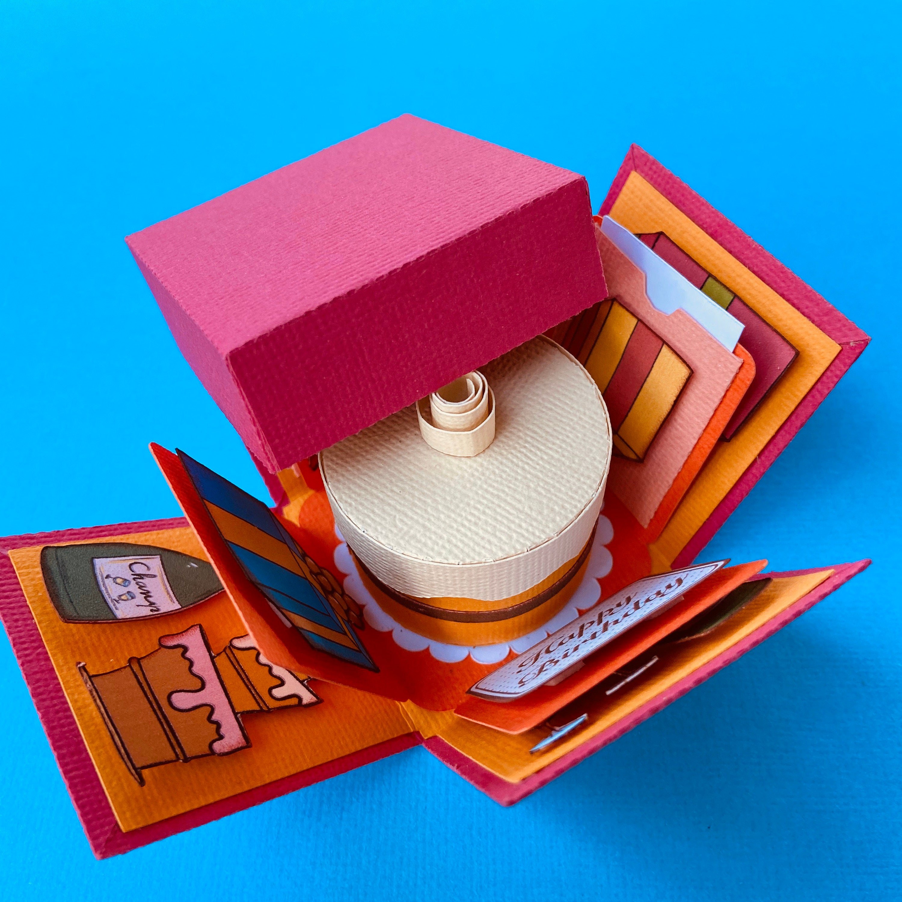 Birthday Cake Explosion Box Template Instant Download Manual and