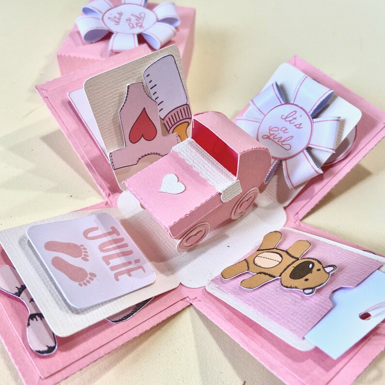 Baby Girl Explosion Box Template for Manual and Cutting Etsy UK