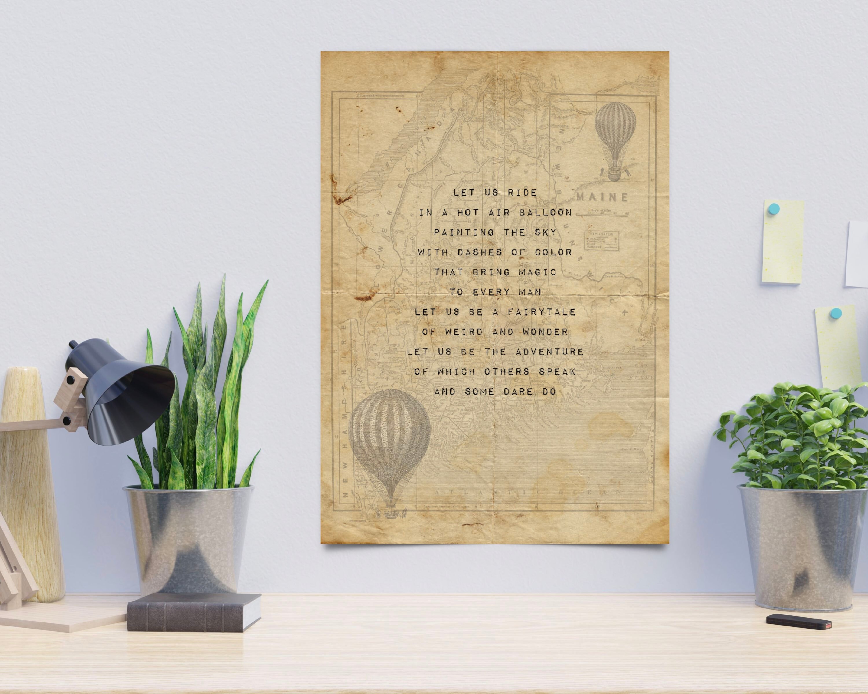 Love / Friendship Poem: Hot Air Balloon Word Art Printable | Etsy