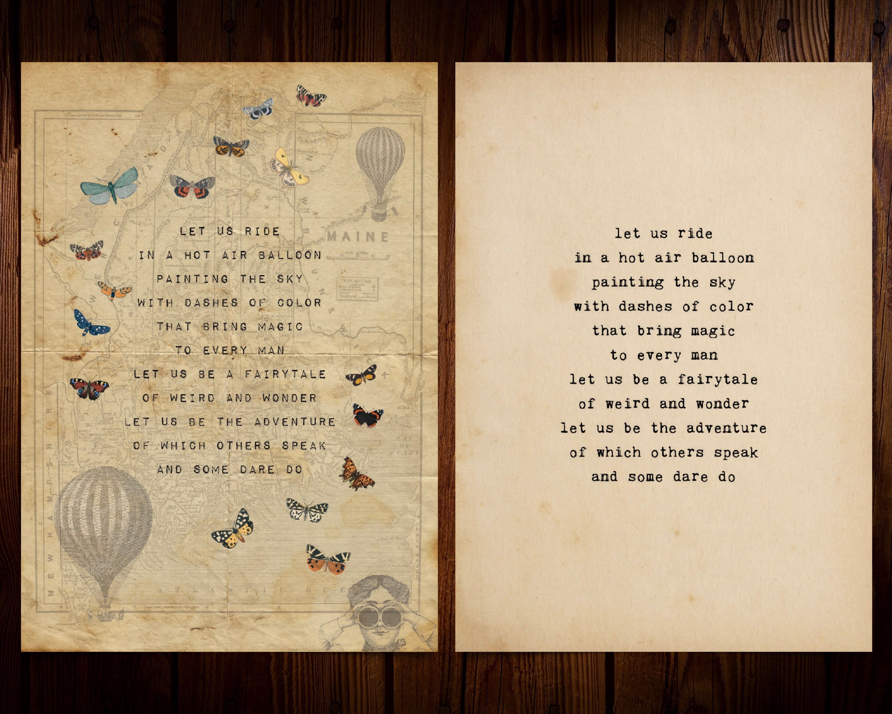 Love / Friendship Poem: Hot Air Balloon Word Art Printable | Etsy