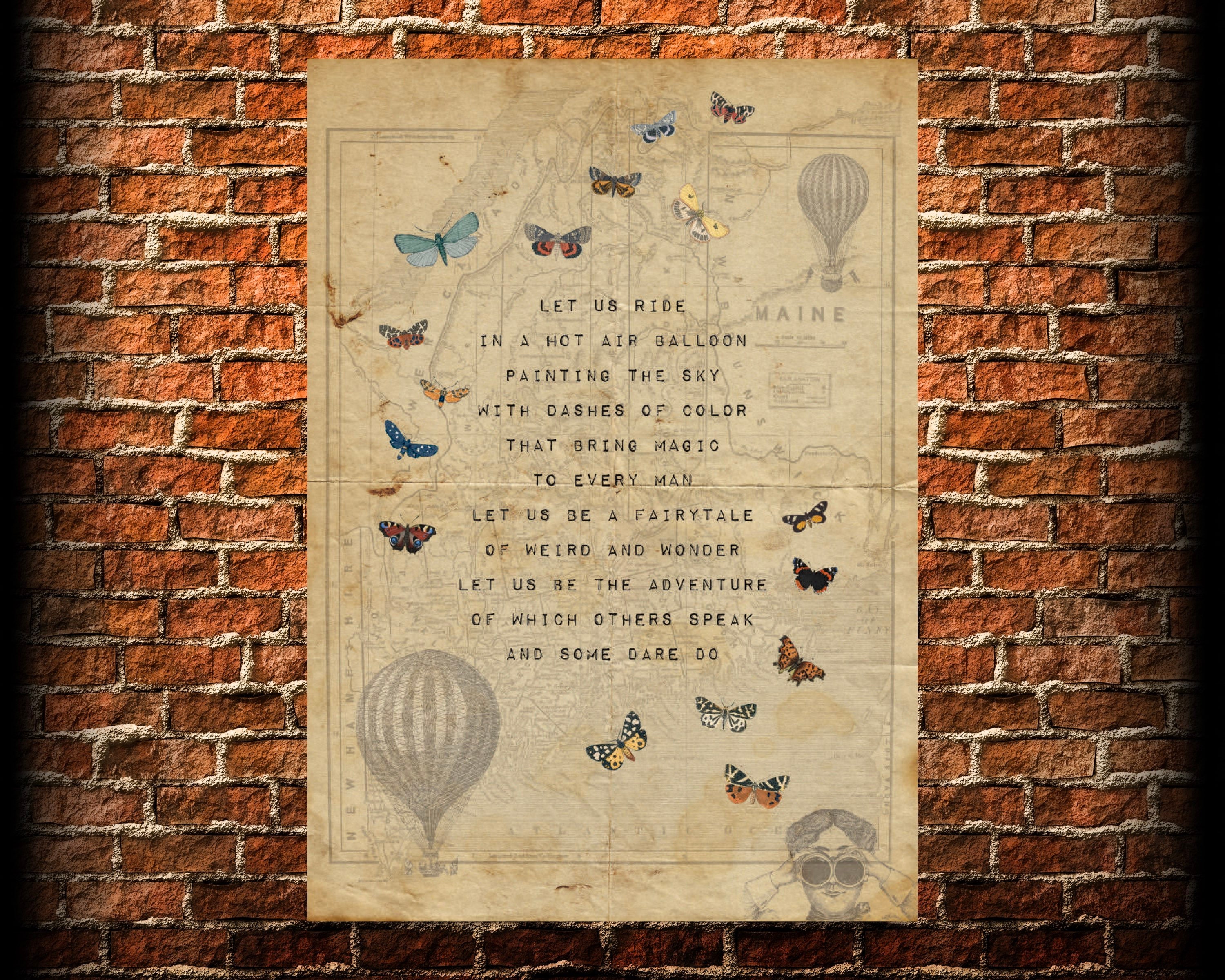 Love / Friendship Poem Hot Air Balloon Word Art Printable Etsy