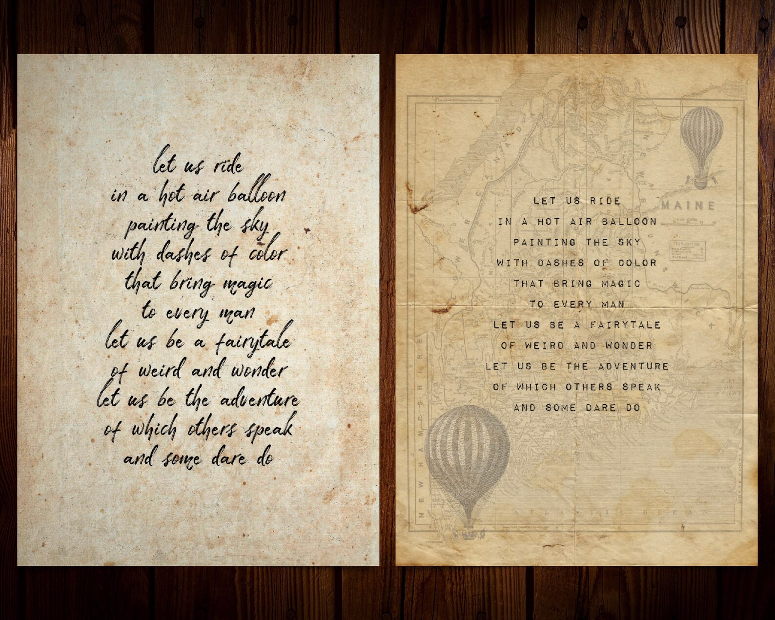 Love / Friendship Poem: Hot Air Balloon Word Art Printable | Etsy