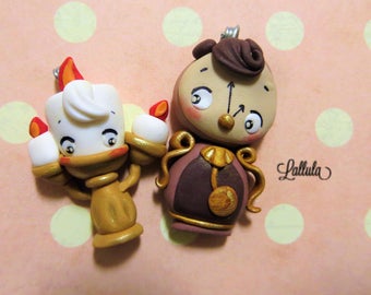 Lumiere and Cogsworth/pendant/Disney Fimo