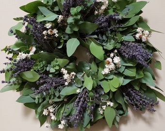 Eucalyptus, Lavender and Ammobium Wreath