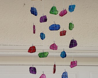 Multicolored Sea Glass Suncatcher, Driftwood and Wire Wrapped Sea Glass, Patio Decor, Window Decor.*** Free Shipping ***