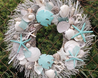 The Seaside Wreath. Beach Wreath, Seashell Wreath, Beach Decor, 19" Wreath